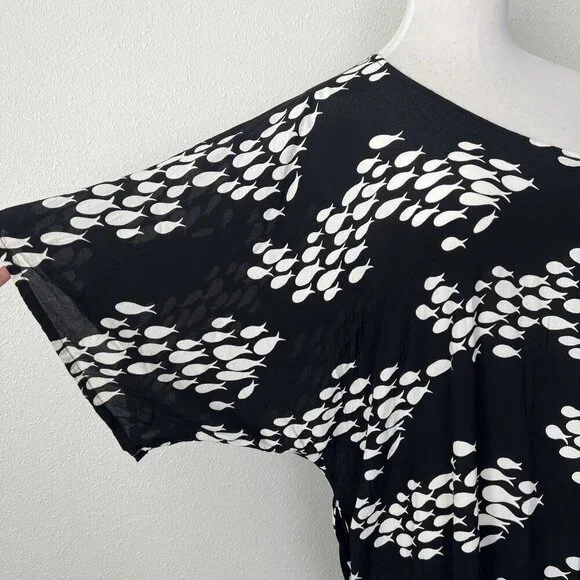 Ava Sky Hawaii Womens Large Black Fish Print One Shoulder Maxi Dress